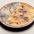 Lincoln cent with corrosion